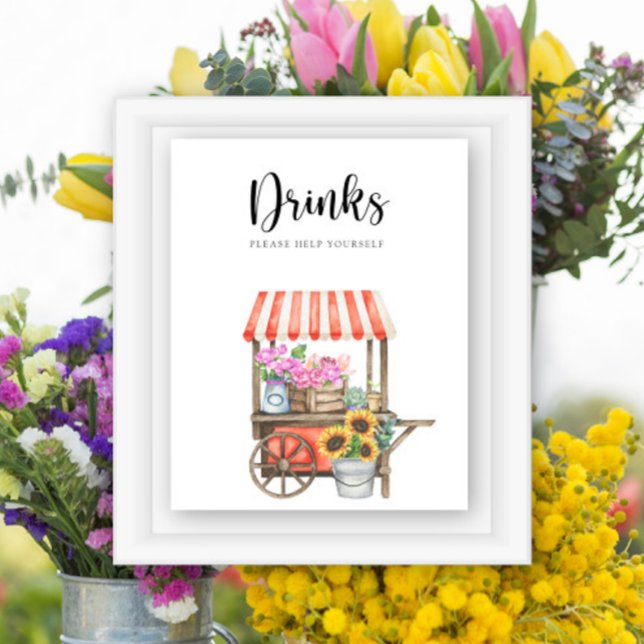 Flowers baby shower - Drinks help yourself Poster (Creator Uploaded)