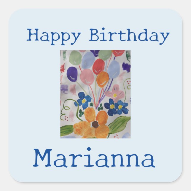 Flowers & Balloons Birthday Sticker (Front)