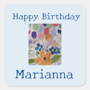 Flowers & Balloons Birthday Sticker