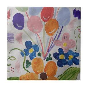 Flowers & Balloons Ceramic Tile
