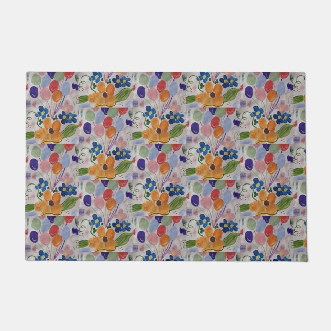 Flowers & Balloons Door Mat (Front)