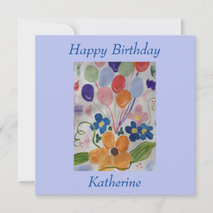 Flowers & Balloons Flat Birthday Card