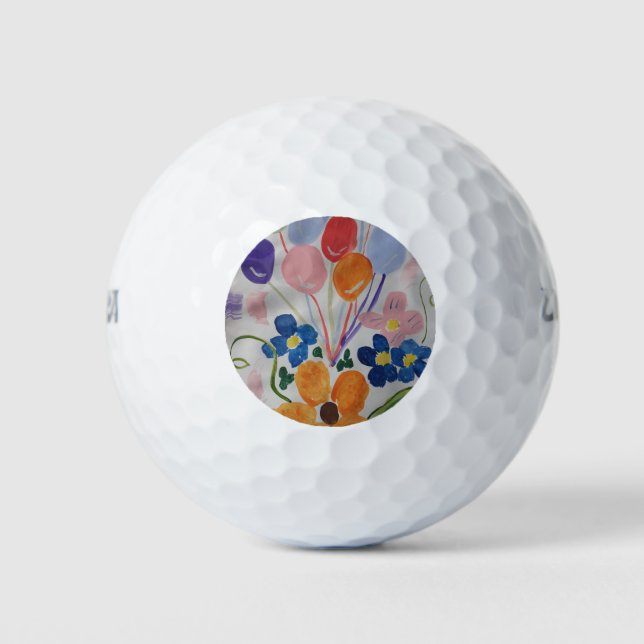 Flowers & Balloons Golf Balls (Front)