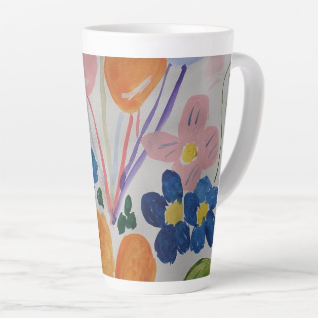 Flowers & Balloons Latte Mug (Right Angle)