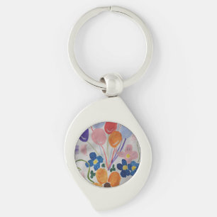 Flowers & Balloons Metal Key Ring