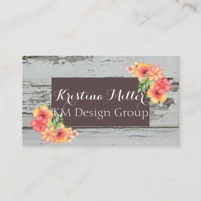 Flowers & Barnboard | Rustic | Business Card (Front)