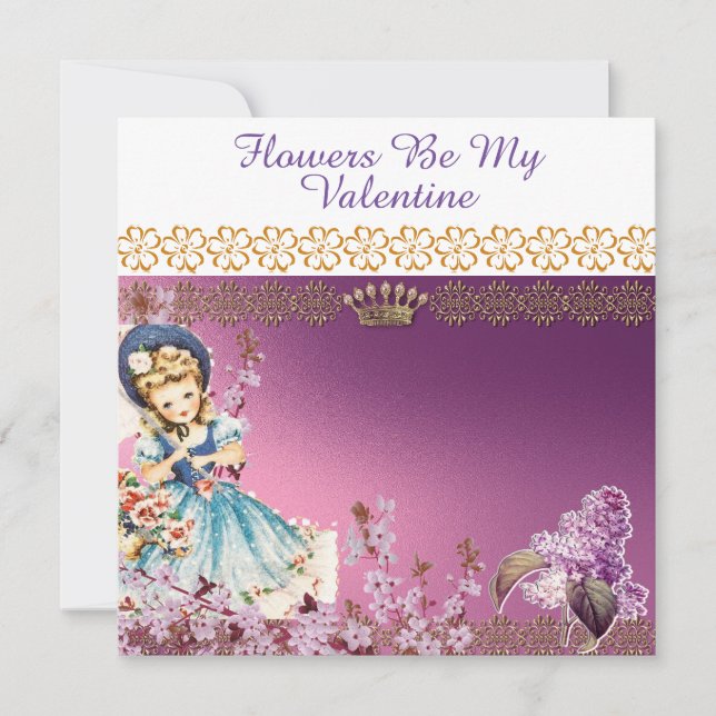 Flowers Be My Valentine Purple Lilac Dear Daughter Holiday Card (Front)