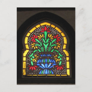 Flowers beautiful Ottoman Stained glass window Postcard