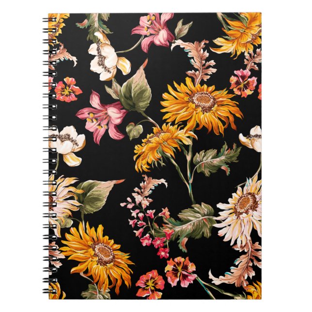 Flowers beautiful pattern seamless. Fabric texture Notebook (Front)