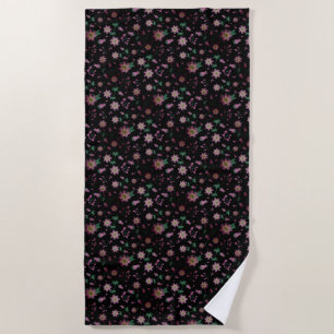 Flowers & Berries Fog Beach Towel