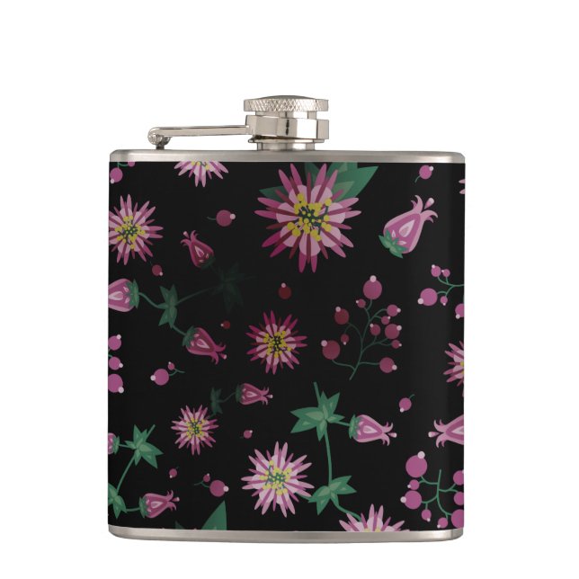 Flowers & Berries Fog Hip Flask (Front)