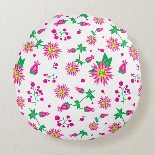 Flowers & Berries Round Cushion (Front)
