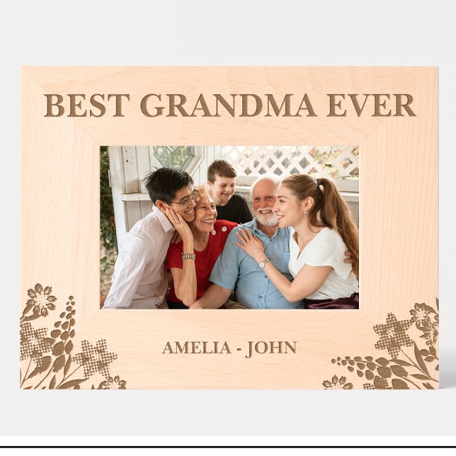 Flowers Best grandma ever Custom Wood Frames (Creator Uploaded)