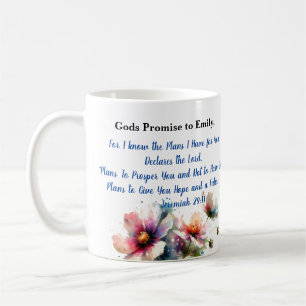 Flowers Bible Verse  Jeremiah 29:11 Personalise Coffee Mug