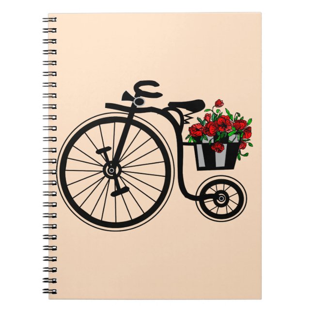 Flowers Bike Notebook - Your Colour - Text (Front)