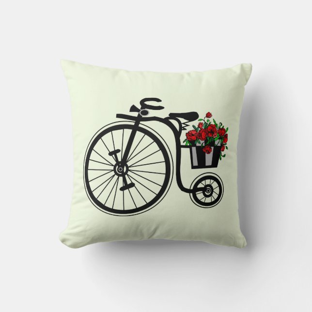 Flowers Bike Throw Pillow - Customisable (Front)