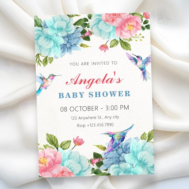 Flowers bird baby shower invitation (Creator Uploaded)