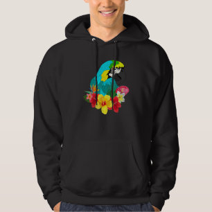 Flowers Bird   Jungle Animal Tropical Macaw Parrot Hoodie