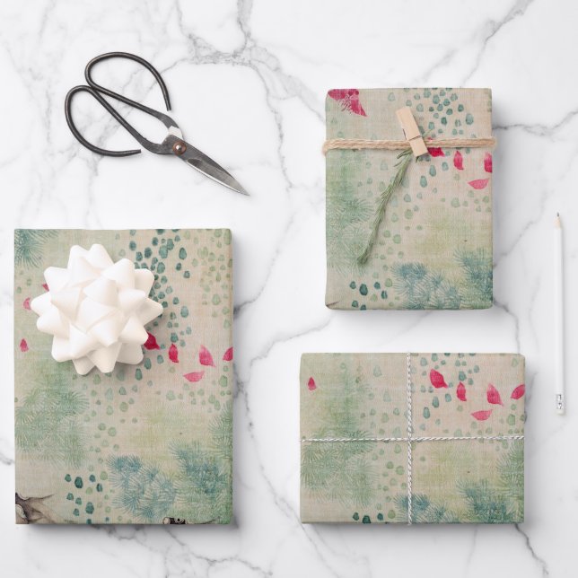 Flowers, Birds and Fish Wrapping Paper Sheet (Front)