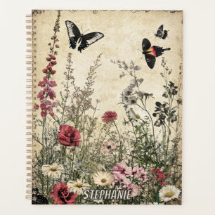 Flowers, Birds & Butterfly on Aged Paper (2) Planner