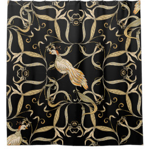 Flowers & Birds: Nouveau Style Vintage Shower Curtain