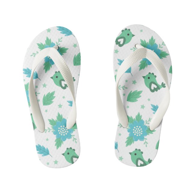 Flowers Birds Pattern Kid's Thongs (Footbed)