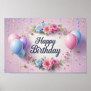 Flowers birthday luxurious elegant extravagant poster