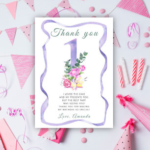Flowers birthday party thank you card