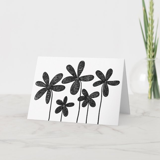 Flowers - Black and White Card (Front)