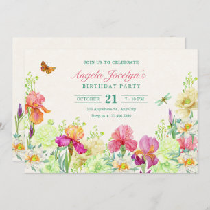 Flowers bloom birthday invitation