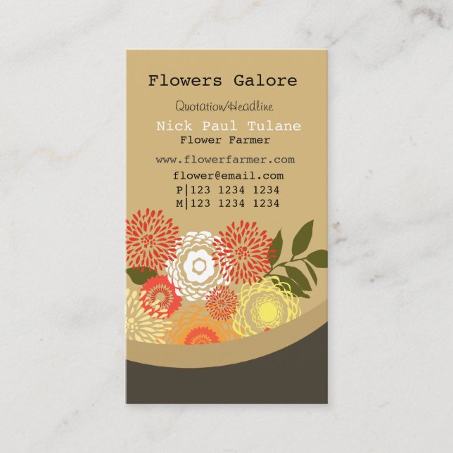 Flowers Blooming   Floral Events Planner Business Card (Front)