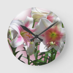 Flowers Blossoms Spring Garden Love Shower Party Round Clock