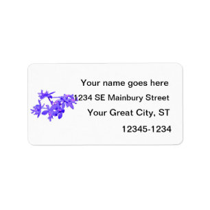 Flowers Blue Tinted Ground Orchid Label