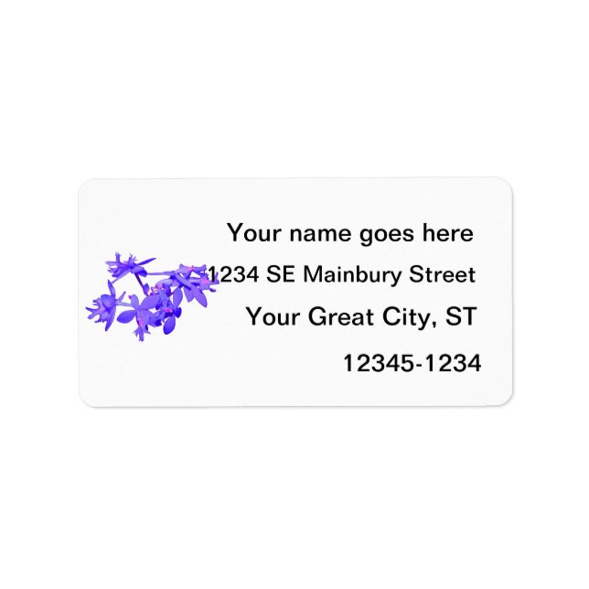 Flowers Blue Tinted Ground Orchid Label (Front)