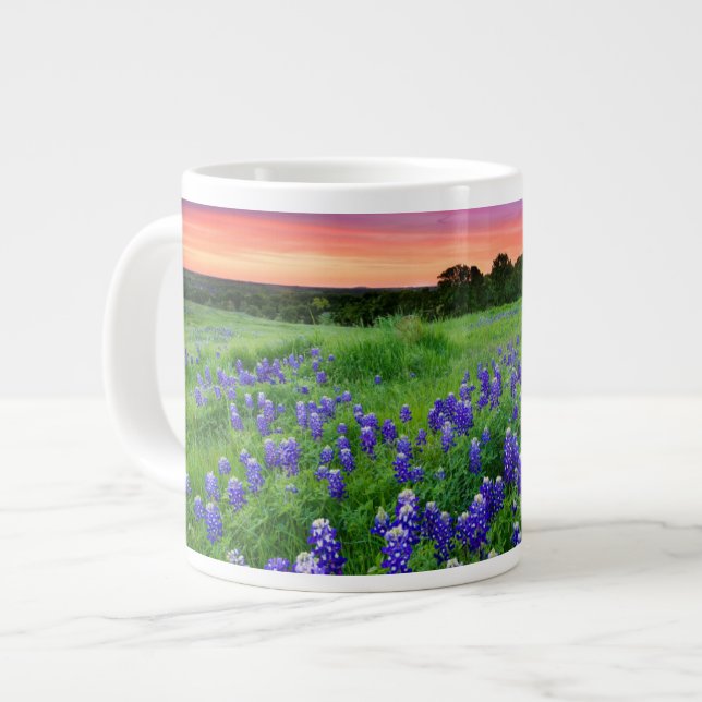 Flowers | Bluebonnets at Sunset Texas Large Coffee Mug (Front Left)
