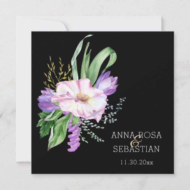 *~*Flowers Boho AR15 QR RSVP Wedding Invitation (Front)