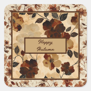 Flowers Boho Fall Foliage  Square Sticker