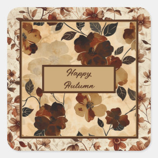 Flowers Boho Fall Foliage  Square Sticker