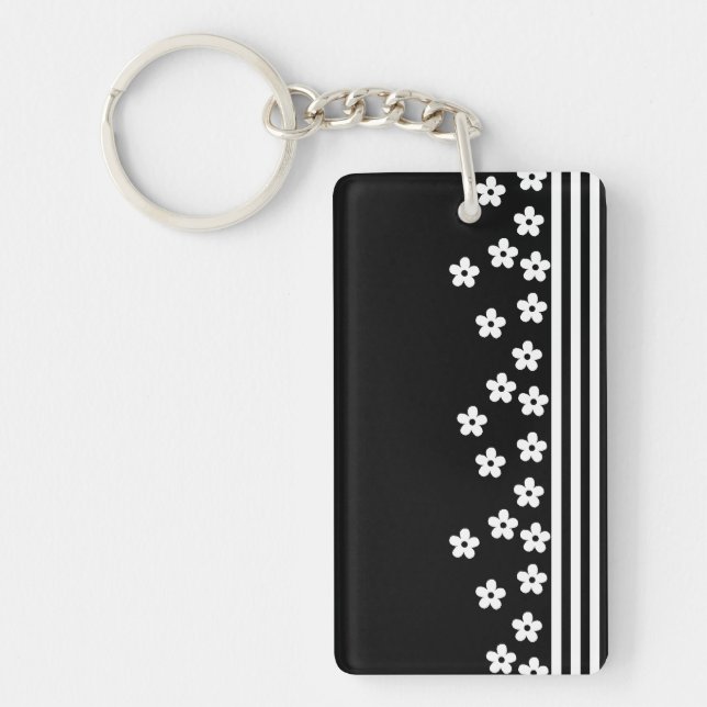 Flowers & Border (Black)    Key Ring (Front)