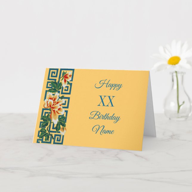 Flowers Border Design Personalised Birthday Card (Small Plant)
