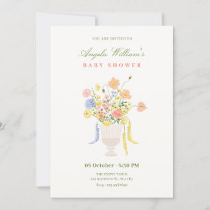 Flowers bouquet baby shower invitation
