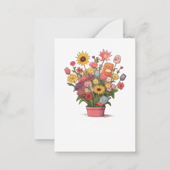 Flowers, bouquet, flower pot card (Front)
