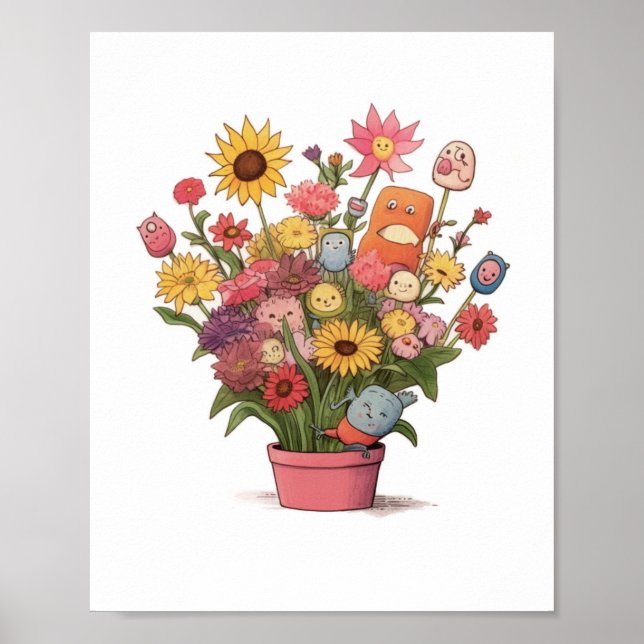 Flowers, bouquet, flower pot poster (Front)