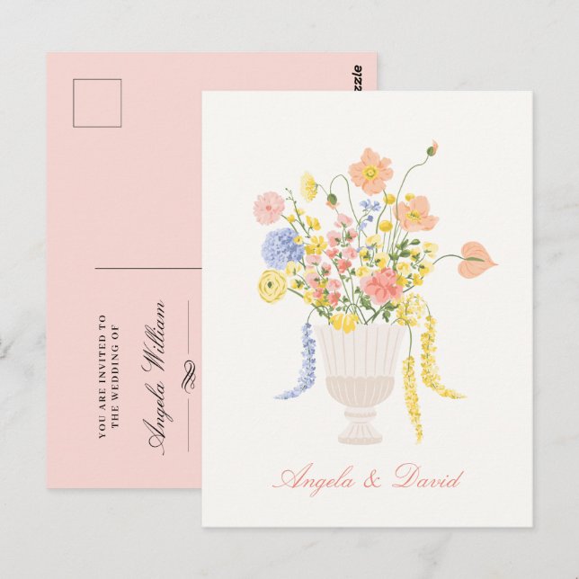 Flowers bouquet wedding postcard (Front/Back)
