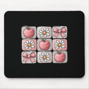 Flowers Bows School Shirt Cute Pink Back To School Mouse Pad