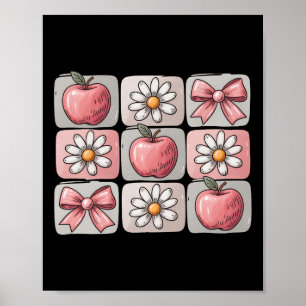 Flowers Bows School Shirt Cute Pink Ck To School G Poster
