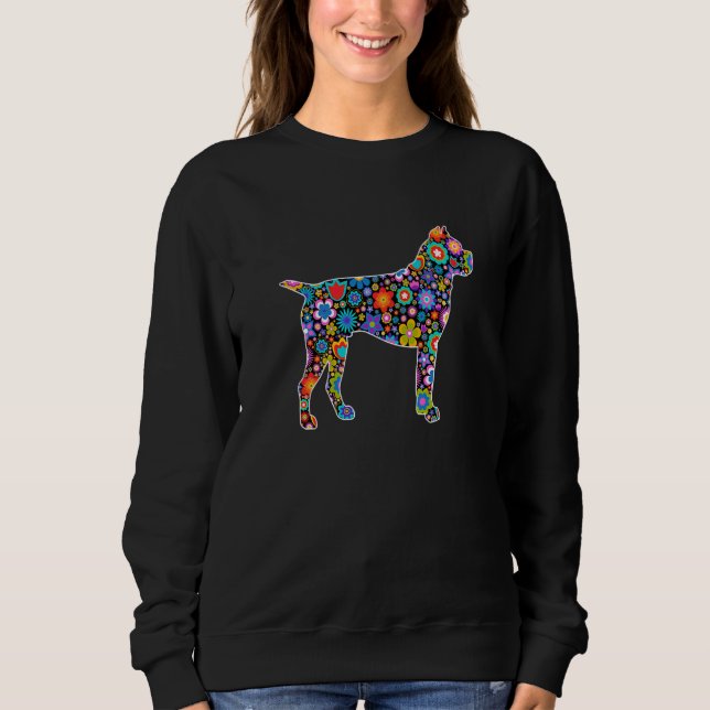 Flowers Boxer Dog Easter Day Dog Sweatshirt (Front)