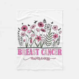 Flowers Breast Cancer Awareness Women Cancer Survi Fleece Blanket