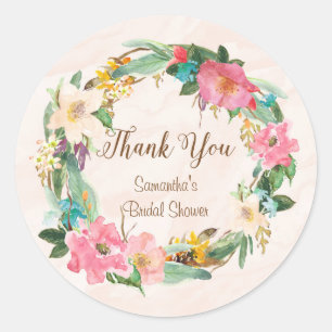 Flowers Bridal Shower Thank You Sticker