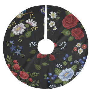 Flowers Brushed Polyester Tree Skirt